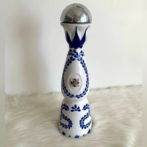 Empty Mexican Clase Azul Hand Painted Ceramic Blue & White Tequila Bottle